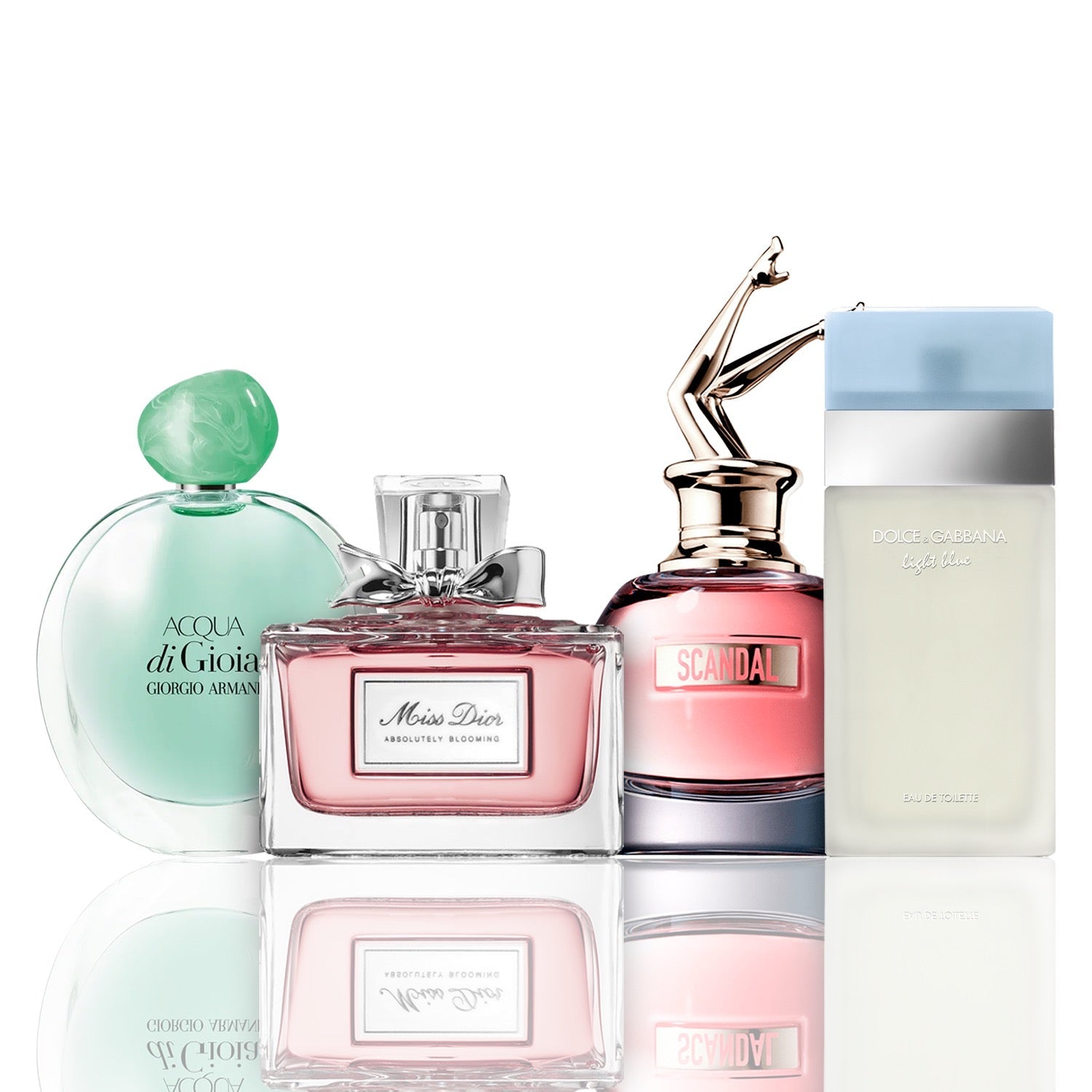 Zestaw 4 Perfum | Acqua di Gioia, Light Blue, Scandal, Miss Dior [100 ml każdy]